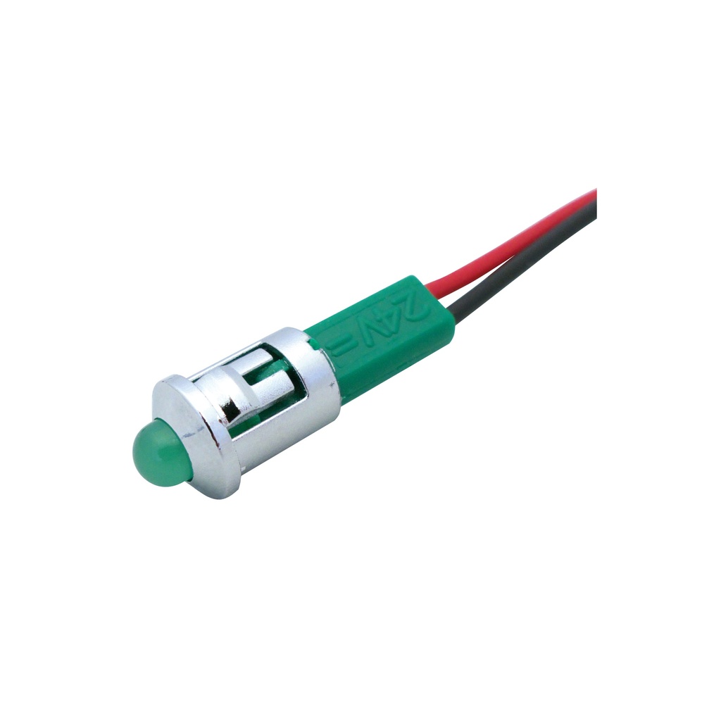 PILOTO CROMADO D.8MM 24V ALTA LUMINOSIDAD VERDE GAVE