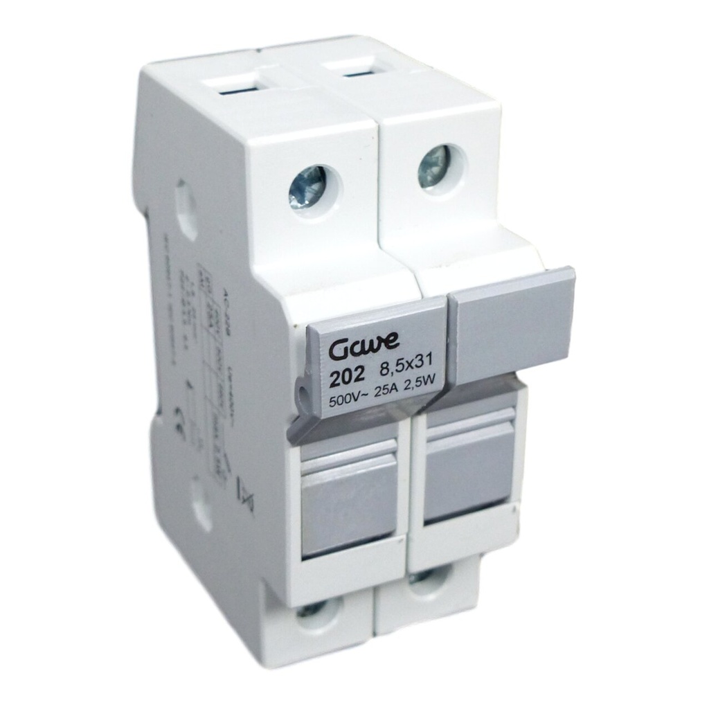 PORTAFUSIBLE GAVE 8,5X31,5 2P 20A.CARRIL DIN