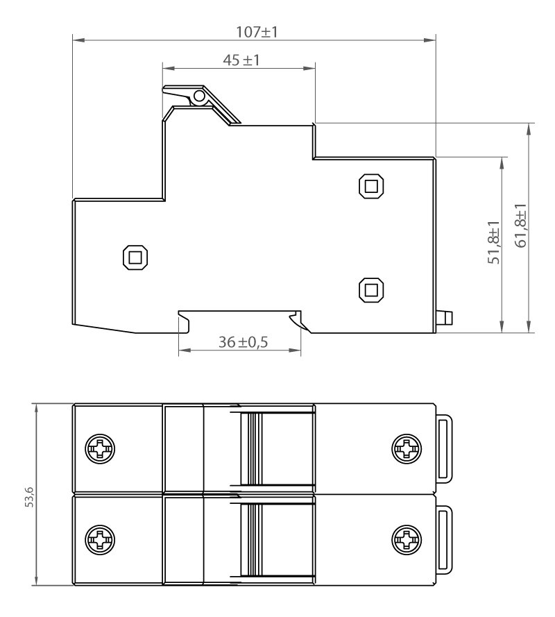 PORTAFUSIBLE GAVE 14X51 2P 50A.RAIL DIN