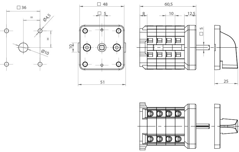 CONMUTADOR  ESTRELLA TRIANGULO CON RETORNO 12A.D0