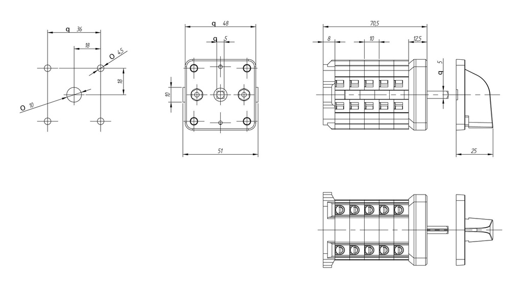 CONMUTADOR GAVE 2P 5 POS.12A.D0