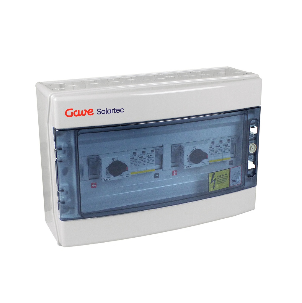 CAJA MODULAR CONEXION PV 1 STRING FUSIBLE 12A + PROTECTOR SOBRETENSION I+II