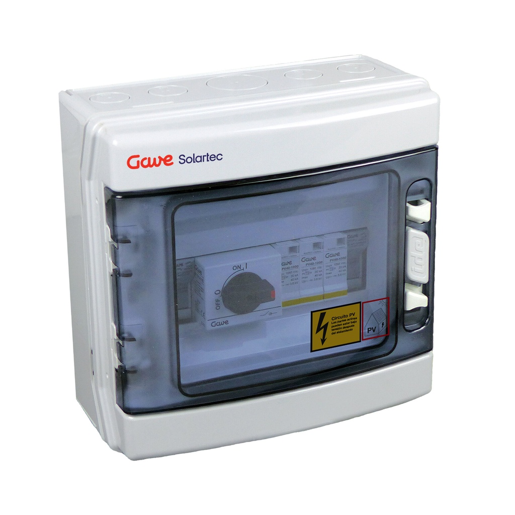 CAJA MODULAR GAVE CONEXION PV 1 STRING FUSIBLE 20A + PROTECTOR SOBRETENSION I+II