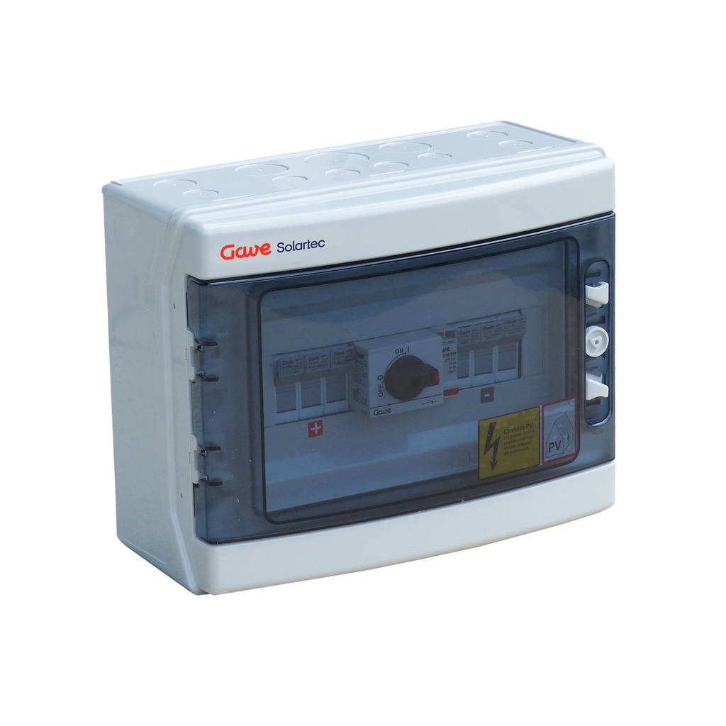 CAJA MODULAR GAVE CONEXIÓN PV - 3STR.FUS 12A + PROTECTOR SOBRETENSION UN 220V