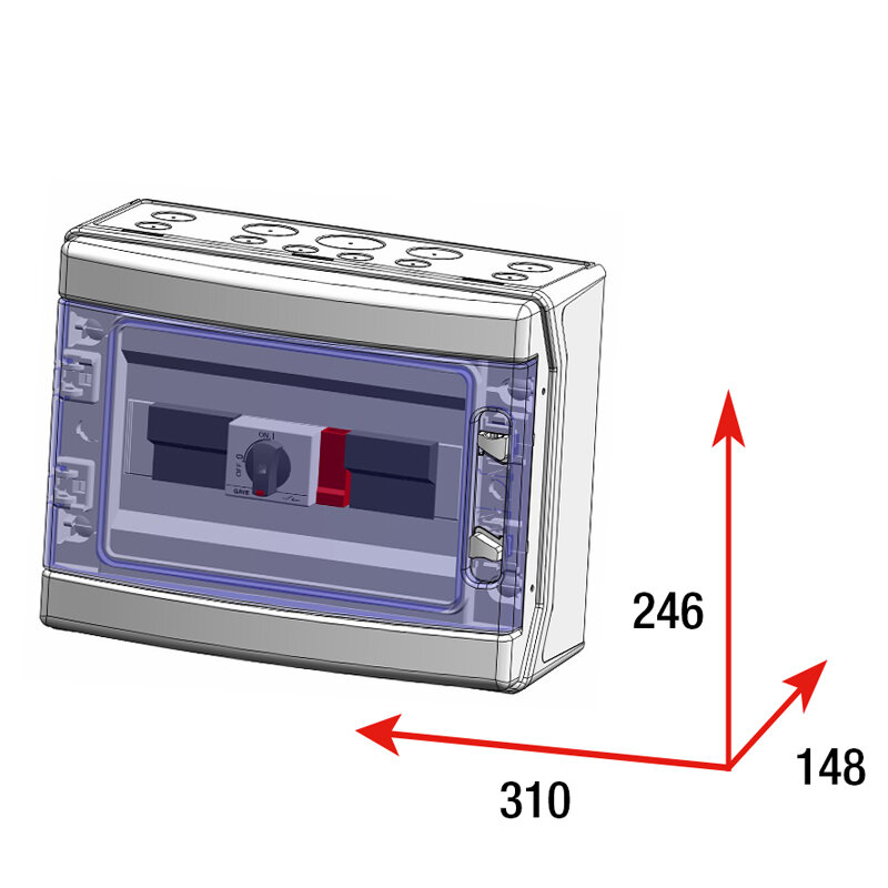 CAJA MODULAR CONEXIÓN PV - 3STR.FUS 12A + PROTECTOR SOBRETENSION UN 75V