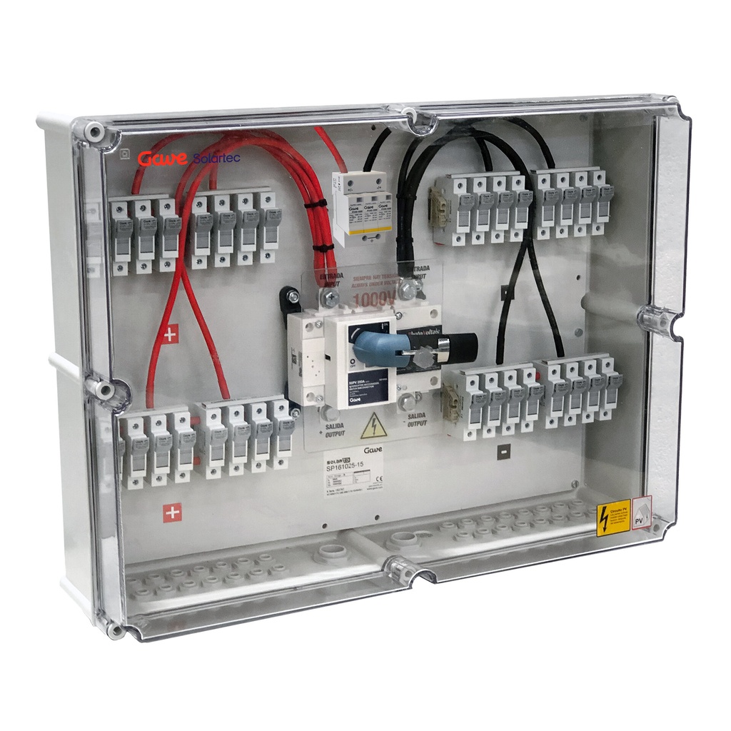 CAJA CONEXIÓN PV 13 STRINGS - FUS 15A -SECCIONADOR 250 + PROTECTOR SOBRETENSIONES GAVE