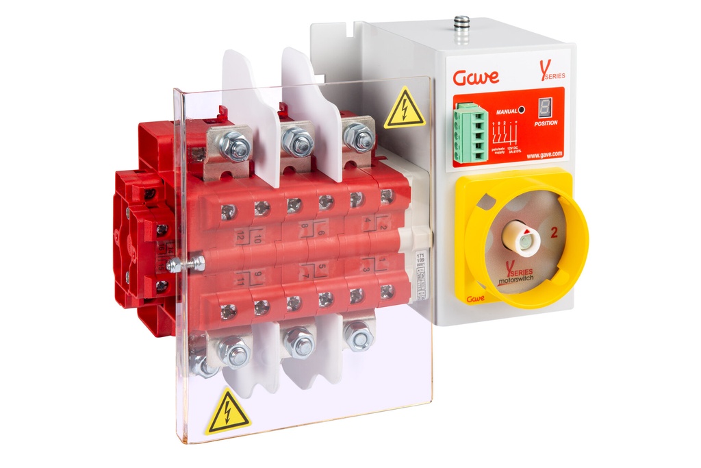 CONMUTADOR  MOTORIZADO ENTRADA SUPERIOR 1-0-2 3P 160A. 12V DC GAVE