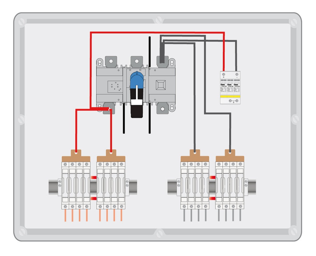 CAJA CONEXIÓN PV 1500V 8 STRINGS - FUS 15A - SECCIONADOR 160A + PROTECTOR SOBRETENSIONES GAVE