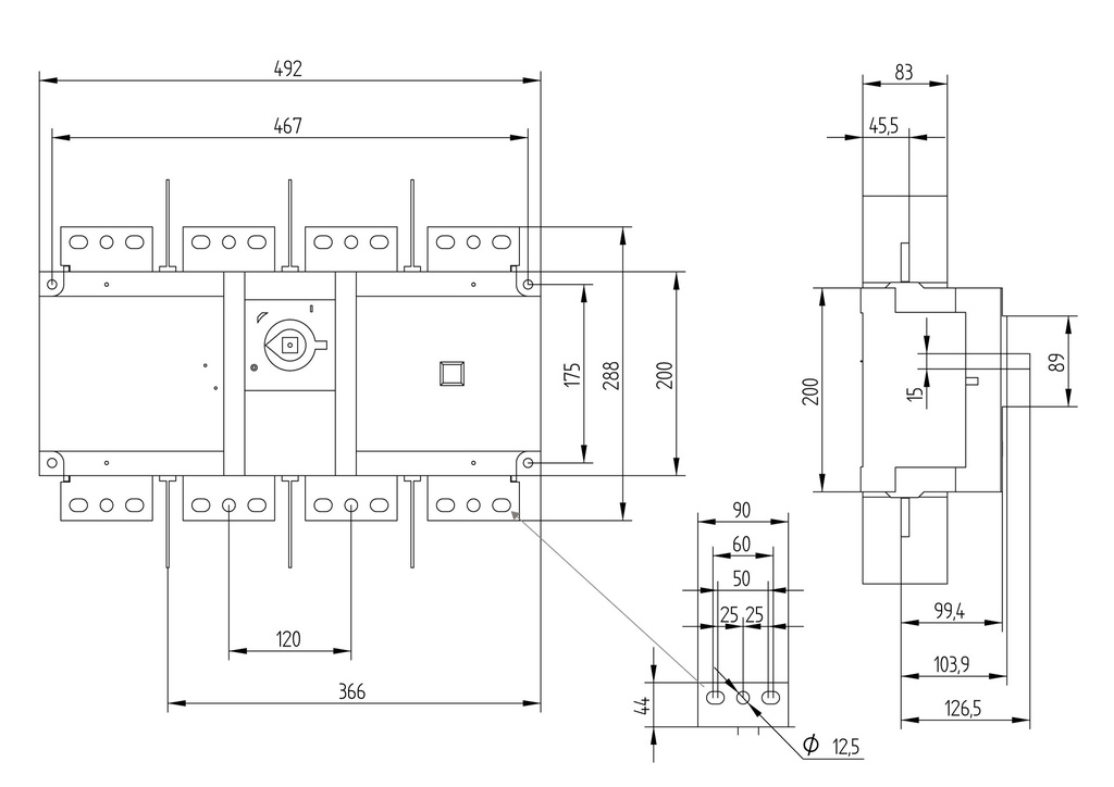 INTERRUPTOR SECCIONADOR 4P x 1600A